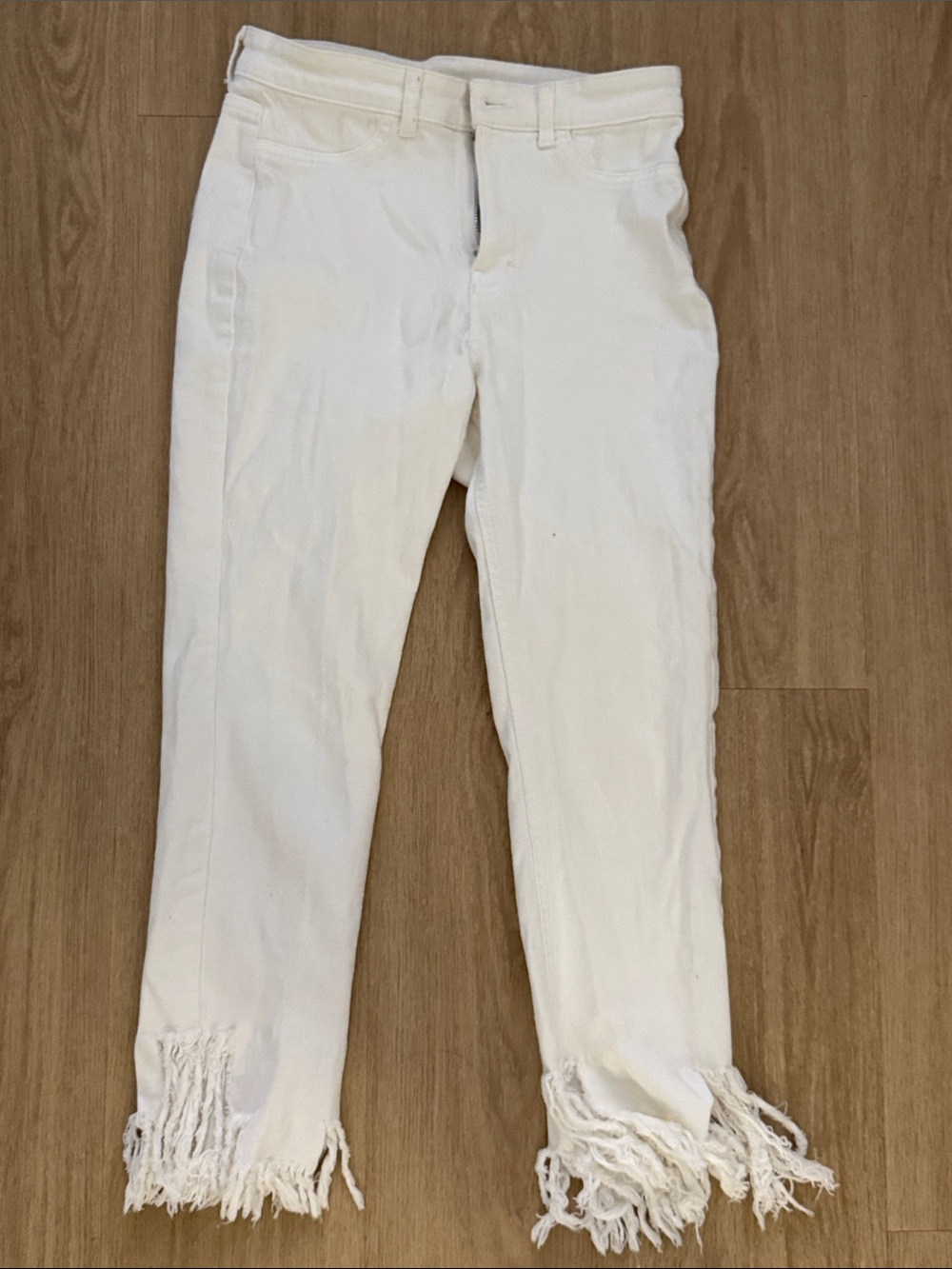 White Frayed Hem  Jeans